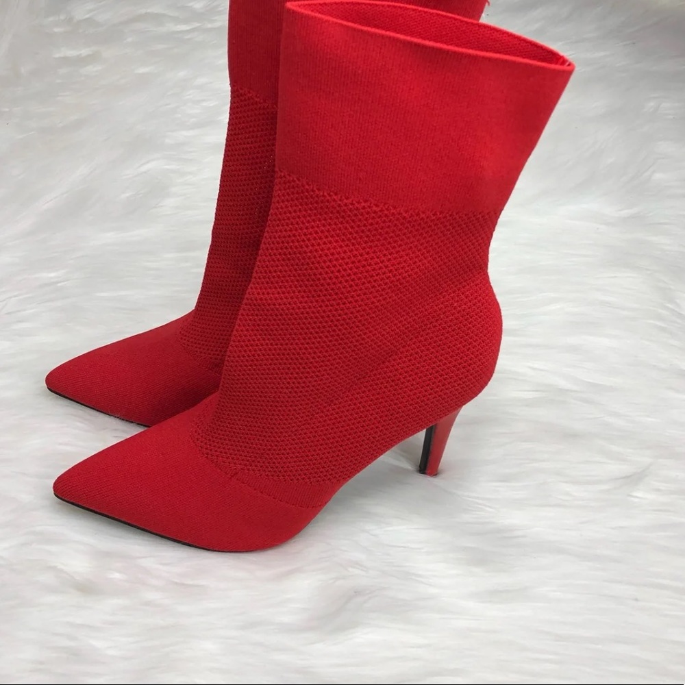 Brash Red Sock Heels - Picture 4 of 6